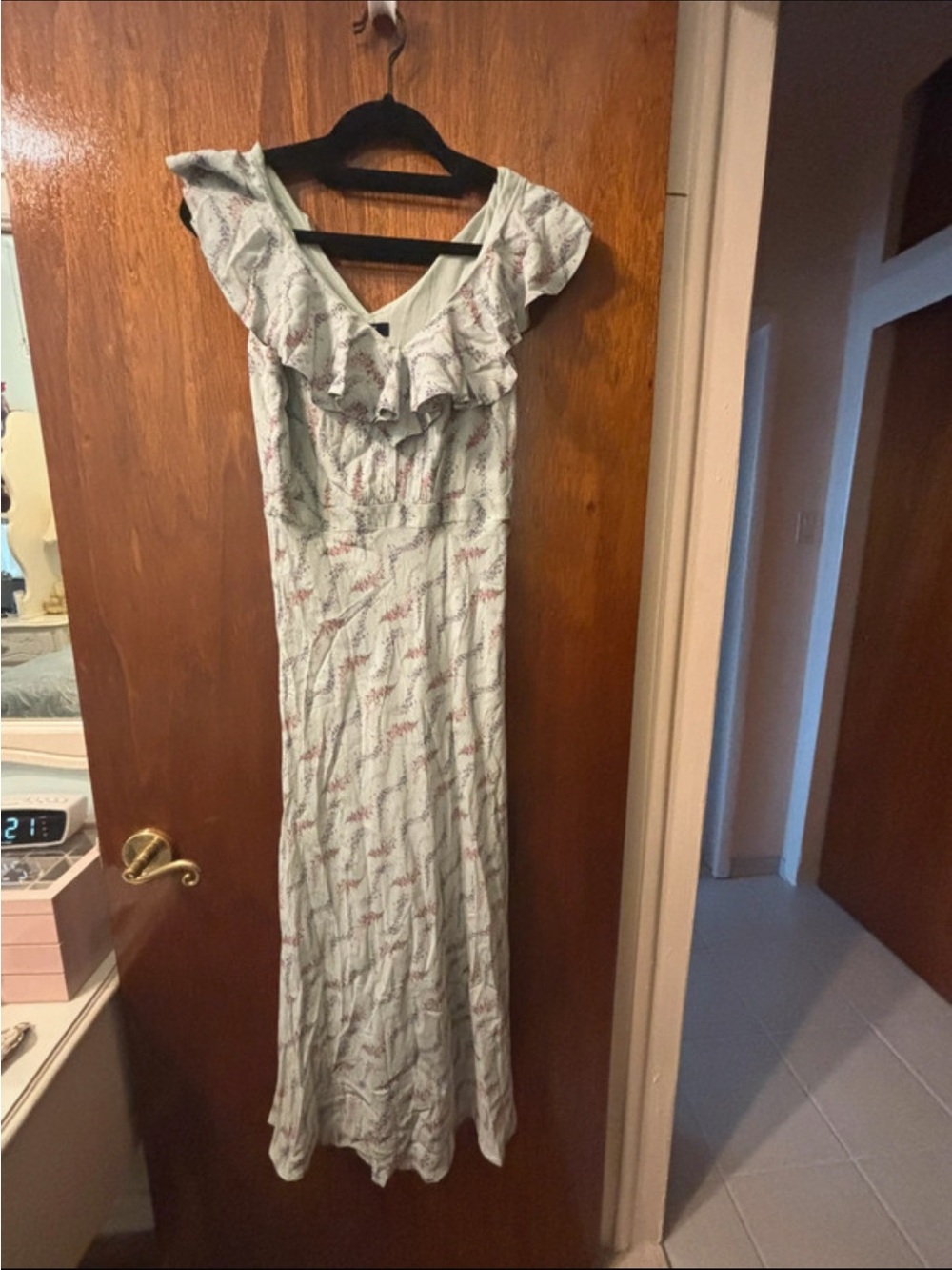 Sleeveless Ruffle Maxi Dress in Light Mint Green by Paige